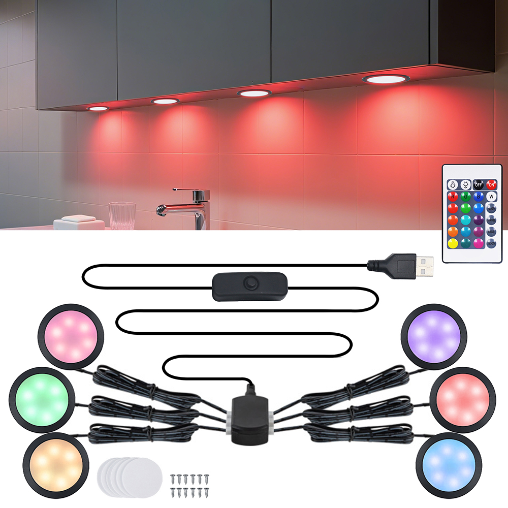 1/2/4/6 램프 RGB LED 언더 캐비닛 라이트  - Home Bar And Cabinet 리뷰 및 가격