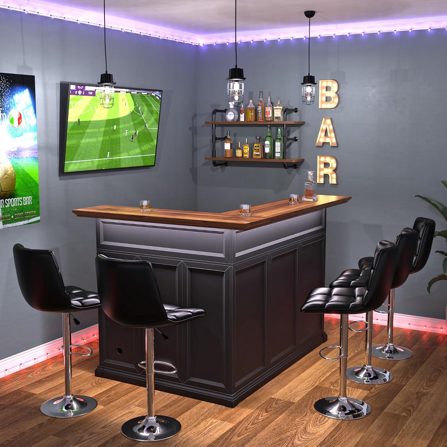 L자형 홈 바 캐비닛 (냉장고 공간 포함), 대형 지하 - Home Bar And Cabinet 리뷰 및 가격